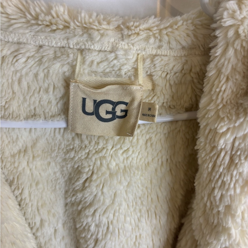 UGG Women's Cream Robe Teddy Jacket with Gray Belt - Picture 2 of 8